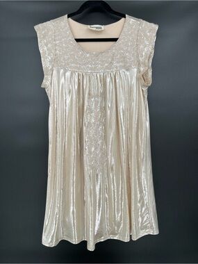 Savanna Jane Shimmery Champagne Cap Sleeve Formal Dress-size Small